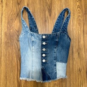 NWOT Zara Patchwork Denim Top 6405 / 007 size XS